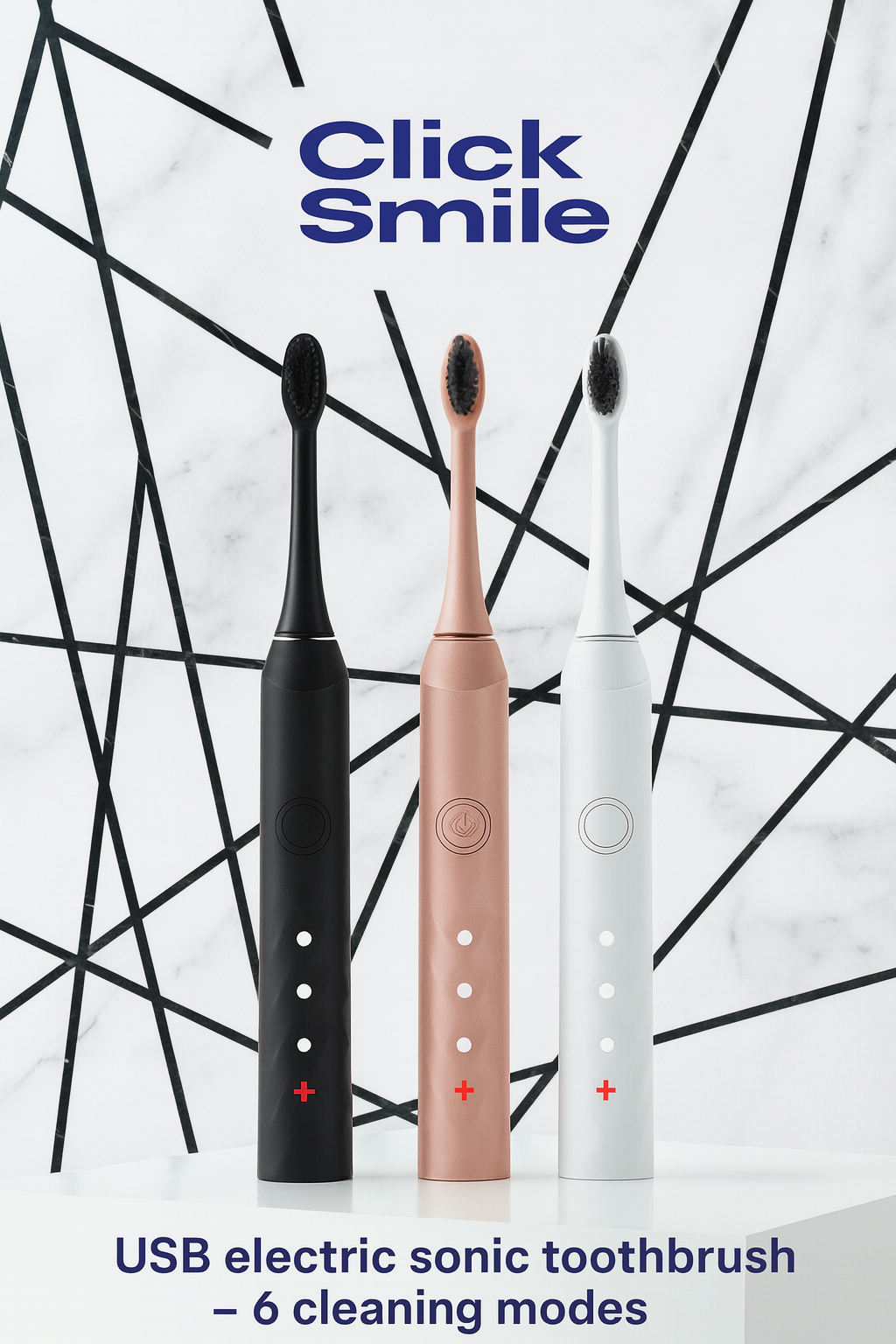 Periuță de dinți sonică electrică USB – 6 moduri de curățare - clicksmile.net 